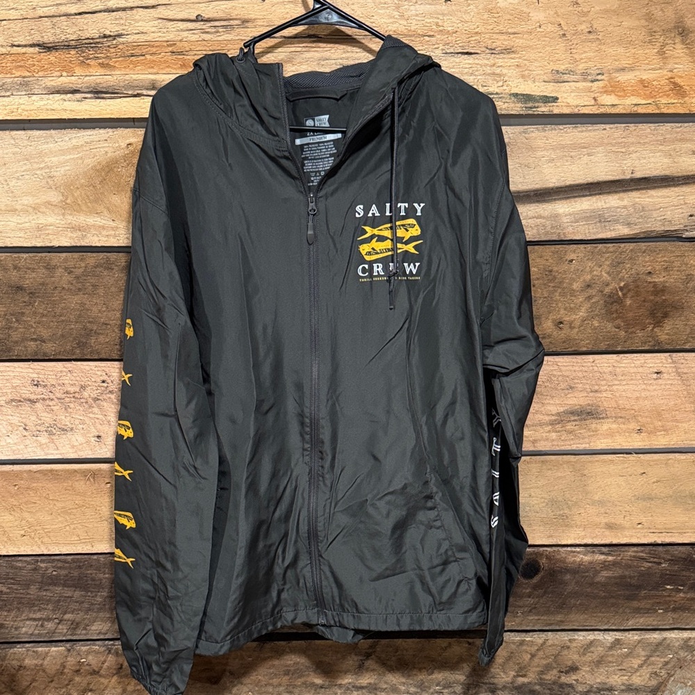 Salty Crew Black Windbreaker with Yellow Accents